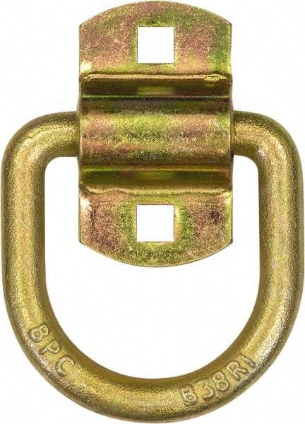 Buyers Products - Steel with Galvanized Zinc Coating D-Ring with 2-Hole Mounting Bracket - 3-1/2" Long, Yellow, For Use with Cargo Control - Apex Tool & Supply