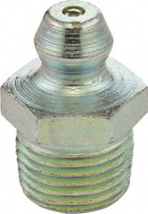 Umeta - Straight Head Angle, M12x1.75 Metric Steel Standard Grease Fitting - 14mm Hex, 17.5mm Overall Height, 6.5mm Shank Length, Zinc Plated Finish - Apex Tool & Supply