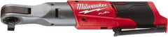 Milwaukee Tool - 1/2" Drive 12 Volt Pistol Grip Cordless Impact Wrench & Ratchet - 175 RPM, 60 Ft/Lb Torque, Lithium-Ion Batteries Not Included - Apex Tool & Supply