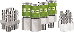 Legacy - 14 Piece 1/4" Body 1/4 NPT 300 psi Steel/Aluminum High Flow Pneumatic Coupling Plug Set - Apex Tool & Supply
