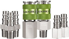 Legacy - 7 Piece 1/4" Body 1/4 NPT 300 psi Steel/Aluminum High Flow Pneumatic Coupling Plug Set - Apex Tool & Supply