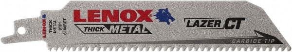 Lenox - 6" Long x 1" Thick, Bi-Metal Reciprocating Saw Blade - Tapered Profile, 8 TPI, Toothed Edge, Tang Shank - Apex Tool & Supply