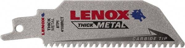 Lenox - 4" Long x 1" Thick, Bi-Metal Reciprocating Saw Blade - Tapered Profile, 8 TPI, Toothed Edge, Tang Shank - Apex Tool & Supply