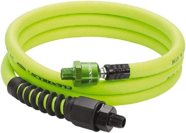 Legacy - 3/8" ID x 0.61" OD 6' Long Lead-In Whip Hose - MNPT High Flow Ball Swivel x MNPT Ends, 300 Working psi, -40 to 140°F, 1/4" Fitting, Green - Apex Tool & Supply