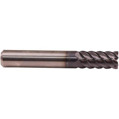 Emuge - 5/8" Diam, 1-1/4" LOC, 8 Flute Solid Carbide Roughing & Finishing End Mill - TiAlN Finish, 3-1/2" OAL, 5/8" Shank Diam, Cylindrical Shank, 50° Helix, Long Length - Apex Tool & Supply