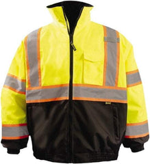 OccuNomix - Size M Cold Weather Jacket - High Visbility Yellow, Black, Denier Polyester, Zipper Closure, 54" Chest - Apex Tool & Supply