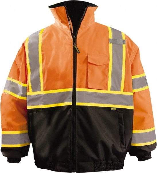 OccuNomix - Size 2XL Cold Weather Jacket - High Visbility Orange, Black, Denier Polyester, Zipper Closure, 66" Chest - Apex Tool & Supply