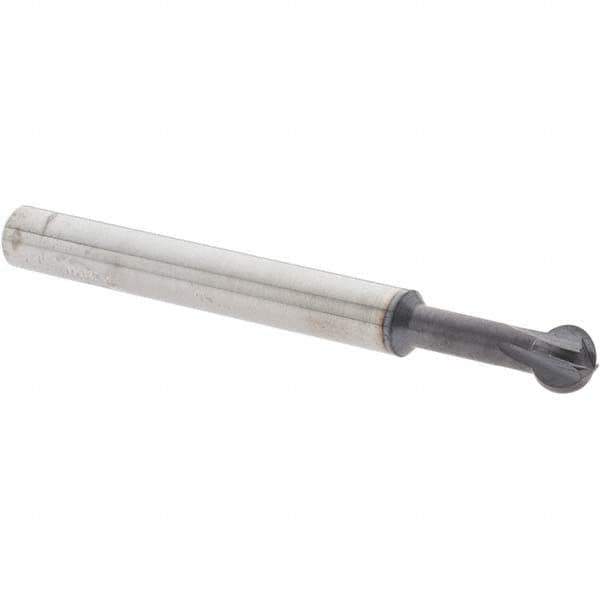 Accupro - 1/4" Diam, 0.213" LOC, 4 Flute Solid Carbide Ball End Mill - nACo Finish, Single End, 2-1/2" OAL, 1/4" Shank Diam, Undercutting - Apex Tool & Supply