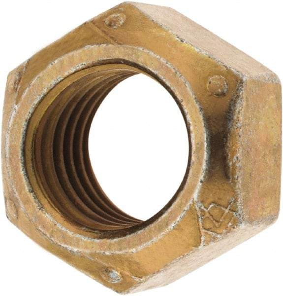 Made in USA - 3/4-16 Grade C Hex Lock Nut with Distorted Thread - Zinc Yellow with Wax Finish - Apex Tool & Supply