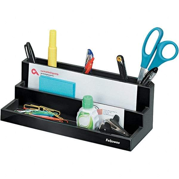 FELLOWES - Black Pearl Desk Top Organizer - Plastic - Apex Tool & Supply