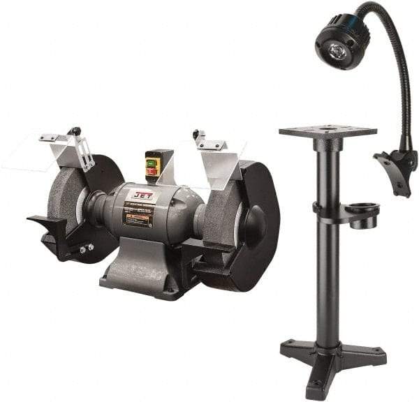 Jet - 12" Wheel Diam x 1" Wheel Width, 2 hp Grinder - 1-1/4" Arbor Hole Diam, 1 Phase, 1,720 Max RPM, 230 Volts - Apex Tool & Supply