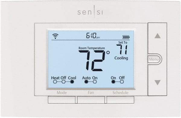 White-Rodgers - 50 to 99°F, 4 Heat, 2 Cool, Digital Programmable Wi-Fi Universal Thermostat - 20 to 30 Volts, 1.77" Inside Depth x 1.77" Inside Height x 5-1/4" Inside Width, Horizontal Mount - Apex Tool & Supply