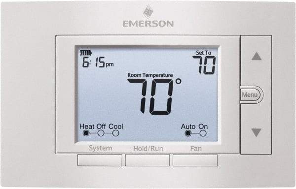 White-Rodgers - 50 to 99°F, 2 Heat, 2 Cool, Digital Programmable Multi-Stage Thermostat - 20 to 30 Volts, 1.77" Inside Depth x 1.77" Inside Height x 5-1/4" Inside Width, Horizontal Mount - Apex Tool & Supply