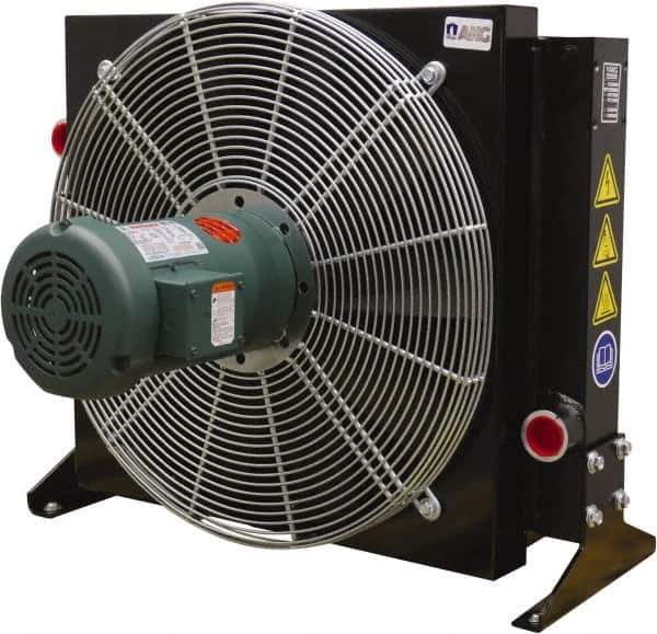 AKG Thermal Systems - 2" SAE 4 Bolt Flange, 1 Fan Mount, Liquid-To-Air Aluminum Brazed Process Equipment Heat Exchanger - Oil Cooler, Ethylene Glycol/Water Mixture Cooler, 30.19" High x 37.01" Wide x 23.3" Deep, 250°F Max - Apex Tool & Supply