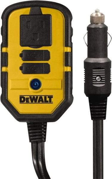 DeWALT - 1 Connection, 13.8 VDC Input, 120 VAC Output, 12 Amp Input Rating, 140 Peak Wattage, Power Inverter - 120 Watt Continuous Output Power - Apex Tool & Supply