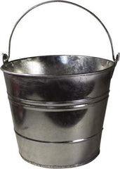 Funnel King - 12 Qt, 10" High, Galvanized Steel Round Silver Single Pail - Handle Included, 11-1/2" Top Diam - Apex Tool & Supply