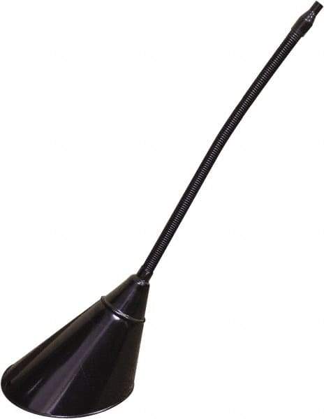 Funnel King - 2 Qt Capacity Galvanized Steel Funnel - 7" Mouth OD, 1/2" Tip OD, 17" Flexible Spout, Black - Apex Tool & Supply