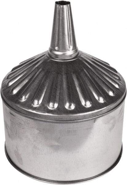 Funnel King - 8 Qt Capacity Galvanized Steel Funnel - 9-5/8" Mouth OD, 1" Tip OD, 3-1/2" Straight Spout, Silver - Apex Tool & Supply