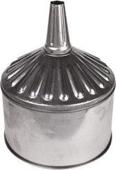 Funnel King - 8 Qt Capacity Galvanized Steel Funnel - 9-5/8" Mouth OD, 1" Tip OD, 3-1/2" Straight Spout, Silver - Apex Tool & Supply