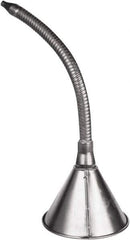 Funnel King - 1 Qt Capacity Galvanized Steel Funnel - 6-3/8" Mouth OD, 7/16" Tip OD, 14" Flexible Spout, Silver - Apex Tool & Supply