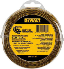 DeWALT - 0.08" Diam, 50' Long String Trimmer Replacment Line - For DCST920B, DCST920P1, DCST970X1, DCST990B, DCST990H1, DCST990M1 - Apex Tool & Supply