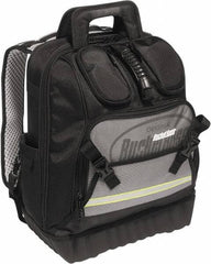 Bucket Boss - 24 Pocket Black, Yellow & Gray Ballistic Polyester Tool Bag - 14" Wide x 10" Deep x 18" High - Apex Tool & Supply
