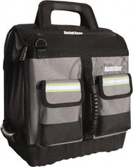 Bucket Boss - 16 Pocket Black, Yellow & Gray Ballistic Polyester Tool Bag - 14" Wide x 11" Deep x 14" High - Apex Tool & Supply
