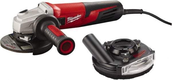 Milwaukee Tool - 5" Wheel Diam, 11,000 RPM, Corded Angle & Disc Grinder - 5/8-11 Spindle, 120 Volts, 13 Amps - Apex Tool & Supply