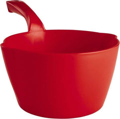 Remco - 64 oz Red Polypropylene Round Bottom Scoop - 8.3" Wide x 4-1/2" Deep Bowl, 5-1/2" Handle Length, 13" OAL - Apex Tool & Supply