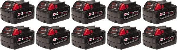 Milwaukee Tool - 18 Volt Lithium-Ion Power Tool Battery - 5 Ahr Capacity, 1 hr Charge Time, Series M18 XC RED - Apex Tool & Supply