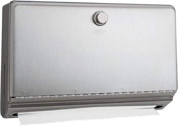 Bobrick - Manual, Stainless Steel Paper Towel Dispenser - 7.13" High x 11" Wide x 4" Deep, 200 C-Fold or 275 Multi-Fold, Silver - Apex Tool & Supply