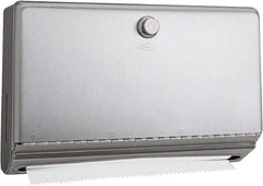 Bobrick - Manual, Stainless Steel Paper Towel Dispenser - 7.13" High x 11" Wide x 4" Deep, 200 C-Fold or 275 Multi-Fold, Silver - Apex Tool & Supply