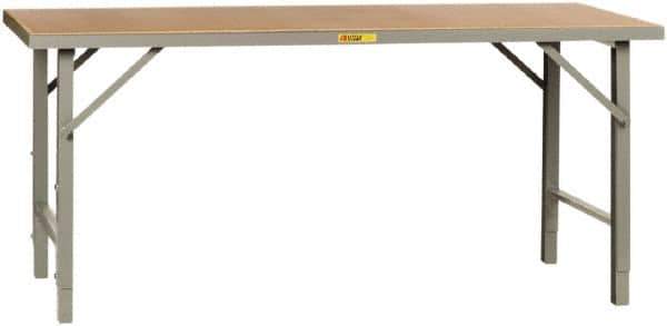 Little Giant - 84 Wide x 36" Deep x 28-1/4" High, Hardboard on Steel Heavy-Duty Folding Leg Table - Adjustable Height Legs, Gray - Apex Tool & Supply