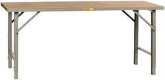 Little Giant - 84 Wide x 36" Deep x 28-1/4" High, Hardboard on Steel Heavy-Duty Folding Leg Table - Adjustable Height Legs, Gray - Apex Tool & Supply