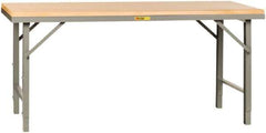 Little Giant - 72 Wide x 30" Deep x 30" High, Butcher Block Heavy-Duty Folding Leg Table - Adjustable Height Legs, Gray - Apex Tool & Supply