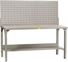 Little Giant - 60 Wide x 24" Deep x 51" High, 12 Gauge Steel Heavy-Duty Workbench with Louvered Panel - Adjustable Height Legs, Gray - Apex Tool & Supply