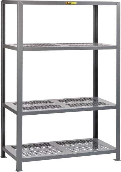 Little Giant - 4 Shelf Starter Open Steel Shelving - 6,000 Lb Capacity, 60" Wide x 72" High x 36" Deep, Gray - Apex Tool & Supply