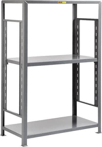 Little Giant - 3 Shelf Starter Open Steel Shelving - 4,500 Lb Capacity, 32" Wide x 72" High x 18" Deep, Gray - Apex Tool & Supply