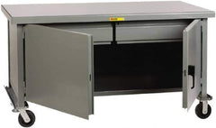 Little Giant - 3,600 Lb Capacity, 2 Shelf, 2 Drawer, 2 Door Mobile Heavy-Duty Workbench Cabinet - 72" Wide x 36" Deep x 37-1/2" High, Steel, Gray - Apex Tool & Supply