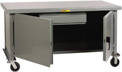 Little Giant - 3,600 Lb Capacity, 2 Shelf, 1 Drawer, 2 Door Mobile Heavy-Duty Workbench Cabinet - 48" Wide x 30" Deep x 37-1/2" High, Steel, Gray - Apex Tool & Supply