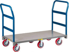 Little Giant - 3,600 Lb Capacity Steel 6-Wheeled Platform Truck - Steel Deck, 24" OAW, 48" Platform Length x 9" Platform Height, Polyurethane Casters - Apex Tool & Supply