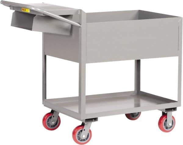 Little Giant - 3,600 Lb Capacity, 24" Wide x 64" Long x 41" High Deep Shelf Cart - 2 Shelf, Steel, Polyurethane Casters - Apex Tool & Supply