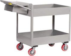 Little Giant - 3,600 Lb Capacity, 24" Wide x 64" Long x 41" High Deep Shelf Cart - 2 Shelf, Steel, Polyurethane Casters - Apex Tool & Supply