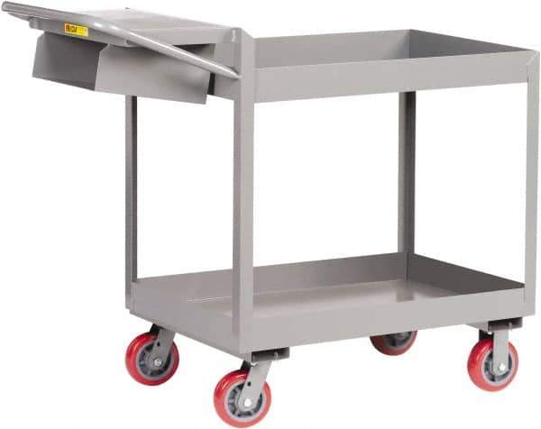Little Giant - 3,600 Lb Capacity, 24" Wide x 46" Long x 41" High Deep Shelf Cart - 2 Shelf, Steel, Polyurethane Casters - Apex Tool & Supply