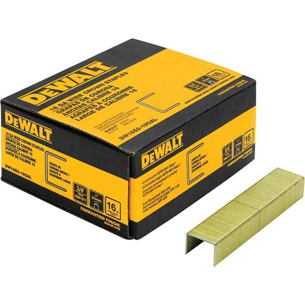 DeWALT - 3/4" Long x 1/16" Wide, 16 Gauge Crowned Construction Staple - Steel, Galvanized Finish - Apex Tool & Supply