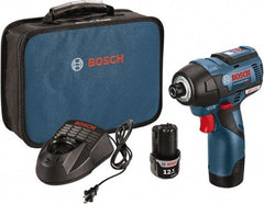 Bosch - 12 Volt, 1/4" Drive, 975 In/Lb Torque, Cordless Impact Driver - 2600 RPM, 2 Lithium-Ion Batteries Included - Apex Tool & Supply