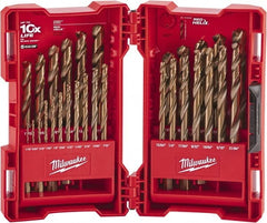 Milwaukee Tool - 1/16 to 1/2", 135° Point, Bright Finish, Cobalt Maintenance Length Drill Bit Set - Apex Tool & Supply