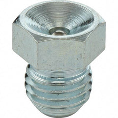 Umeta - Straight Head Angle, M8 Metric Stainless Steel Flush-Style Grease Fitting - 9mm Hex, 9.5mm Overall Height, 6.5mm Shank Length - Apex Tool & Supply