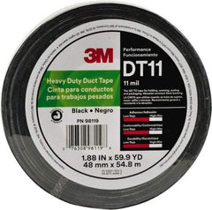 3M - 2" x 54.8m Silver Duct Tape - 11 mil, Rubber Adhesive, Polyethylene Film Backing, Series DT11 - Apex Tool & Supply