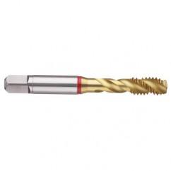 1-8 2B 5-Flute PM Cobalt Red Ring Semi-Bottoming 40 degree Spiral Flute Tap-TiN - Apex Tool & Supply